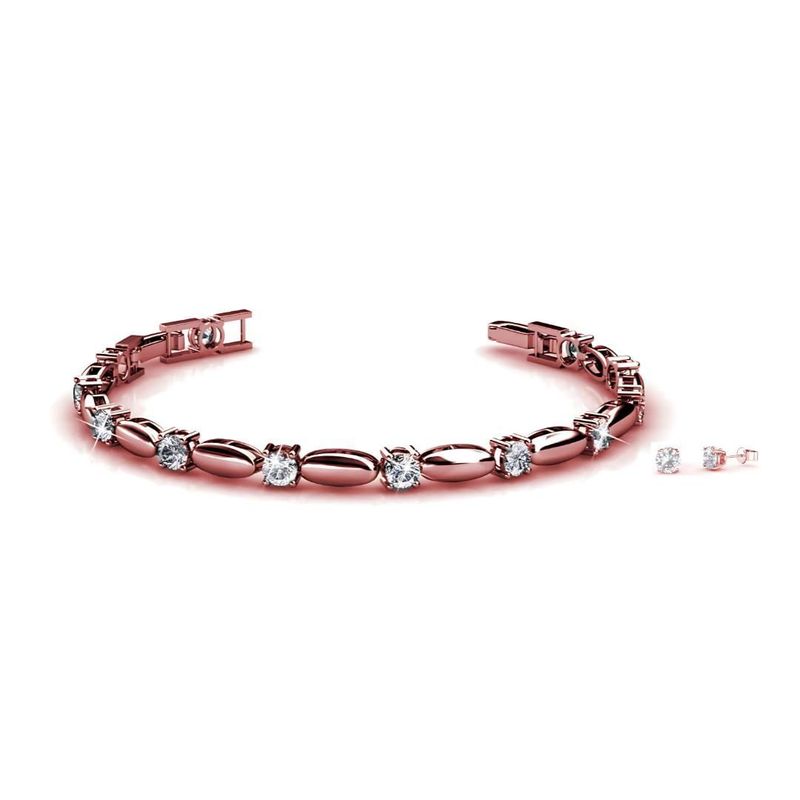 MGJ Austrian Crystal Row Bracelet & Earrings Set